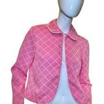 Vintage 1970s Geometric Bubblegum Hot Pink Crop Jacket Medium Photo 0