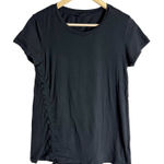 AllSaints Arie Black Ruched Oversized Drawstring Crewneck Tee Size XS Photo 0