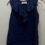 Amanda Uprichard  Blue Silk Ruffle Tank Top Size Small Photo 0