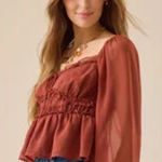 Altar'd State Altar’d State Carolina Ruffle Long Sleeve Babydoll Top Size XXL EUC Photo 0