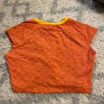Free People  Beach Orange Floral Ribbed Baby Cropped Tee Photo 3