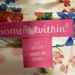 Woman Within  Floral Blouse - White, Blue, and Red 3/4 sleeves Photo 5