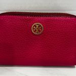 Tory Burch  Burgundy Fuchsia Pink Wristlet Wallet Leather & Gold Tone Hardware Photo 2