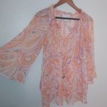 Jessica Simpson  M Boho Whispy Whimsy Sheer Paisley Tangerine Maternity Top Photo 2