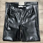 Abercrombie & Fitch  90’s Straight Ultra High Rise Black Leather Pants 26 Short Photo 6