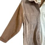 Stoosh  Neutral Colorblock Corduroy Shacket Jacket Shirt Women’s Size Medium Photo 2