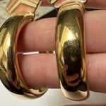 Trifari Signed  Enamel Hoop Clip On Earrings Gold Tone Photo 6