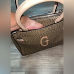 Guess  Rectangular Logo Brown Skinny Satchel Purse Handbag Photo 4