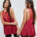 Free People Intimately Marble Illusion Mesh Peplum Tank Top Raspberry Red Medium Photo 1