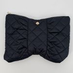 Kate Spade Navy Bow Quilted Large Cosmetic Pouch Bag Satin Blue Photo 0