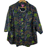 Woman Within Woman Within Paisley Button Down Shirt Size 1X Multicolor Faux Suede Boho Artsy Photo 0