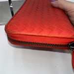 Bottega Veneta  Red/Orange Intrecciato Woven Nappa Leather Zip Around Wallet Photo 5
