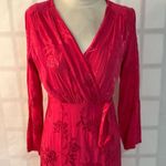 ZARA  bloggers favorite pink long sleeve floral jacquard true wrap maxi dress Photo 5