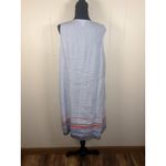J. Jill Love Linen Blue Sleeveless Tank Dress Size L Midi Pockets Shift Sheath Size L Photo 2
