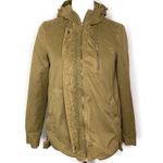 ZARA  Green Outwear Puffer Hooded Jacket Size XS Distressed Pockets Full Zip‎ Photo 3