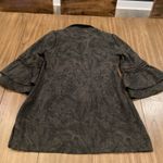 Anthropologie Finley Bradley Jacquard black gray long bell sleeve Mini Dress L Size M Photo 5