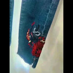 Free People Embroidered Down The Sides Floral Jeans Boho Hippie S4 Photo 2