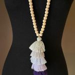 Pastel Tassel With Wooden Beads Long Necklace Purple Photo 5