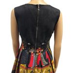 Vintage Suede Top Canvas Skirting Lined Sleeveless Zip Back Midi Dress Medium Black Photo 2