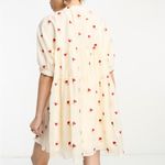 Sister Jane Prairie Rose Embroidered Tiered Puff Sleeve Mini Dress Cream‎ Medium Red Photo 2