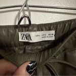 ZARA RELAXED FAUX LEATHER THE WEEKEND MID-RISE PANTS Beige Size L Photo 7