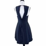 Halston Heritage Halston Women’s Size 6 Black Silk Fit & Flare V-Neck Back Cutout Dress NWT Photo 2