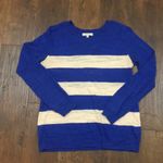 Madewell  Royal Blue Wide Striped Crewneck Sweater Photo 2