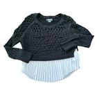 Anthropologie Open Knit Crochet Peplum Black and White Layered Sweater XS NWT Photo 2