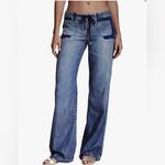 NEW Flamingals Low Rise Cargo Wide Leg Drawstring Flap Pocket Y2K Flare Pants 2X Blue Photo 6