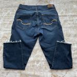 Levi Strauss Signature Curvy Straight Jeans Women's Dark Wash Distressed Raw Hem Blue Size 10 Photo 1