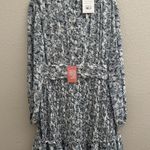 Ivy city co brynley dress, blue white floral print button down pleated ruffle Size M Photo 12