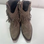 Fringe Leather Women 7.5 Gray Country Boho Festival Concert Cowgirl Ankle Boots Photo 3
