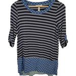Matilda Jane Lets Get Lost Tunic XS Polka Dot Striped Roll Tab Scoop Neck Casual Photo 0
