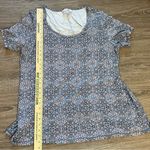 Philosophy Women's Size 2X Blue Floral Short Sleeve Tunic Top Photo 4