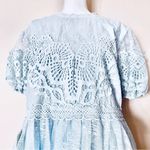 Jessakae Light Blue Floral Lace Tulle Puff Sleeve Sequin Dress. Size XL Photo 2