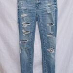 American Eagle  The Dream Jean Mid Rise Distressed Frayed Hem Jegging Jeans Photo 0