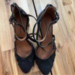 Lucky Brand Black Woven Leather Heels Sandals Size 7.5 Photo 2