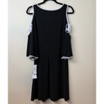 MSK Women's Black/White Cold Shoulder Flowy Floral Knee Length Dress NWT Size S Black Photo 2