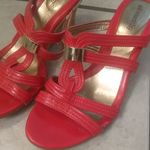 Coral & gold heeled sandals Orange Size 9 Photo 2