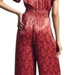 Anthropologie Womens Somerset Jumpsuit Puff Sleeve Wide Leg Red/Pink Photo 1