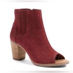 Toms Majorca Peep Toe Booties in red suede. Size 8 new with tags Photo 6