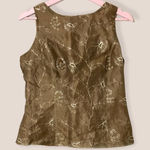 Vintage 90s Unit Collection sleeveless floral top brown embroidered silk size 8 Photo 0