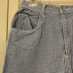 Vintage Kikomo Blue White Checkered Print Denim Shorts 1990s 28 Inch Waist Photo 2