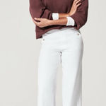 Spanx  Stretch Twill Cropped Wide Leg Pant Bright White 20312Q Size Medium Petite Photo 0