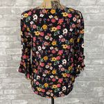 Everly  Black Floral Bell Sleeve Top Photo 4