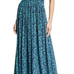 Chiara Boni  La Petite Robe Blue Green Abstract V-Neck Maxi Dress Small Photo 0