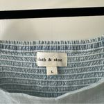 Cloth & Stone Square Neck Smocked Back Denim Color Blouse, Size L Photo 4