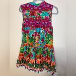 New European ANTICA SARTORIA beaded flamingos Vibrant Sleeveless Floral Dress Pink Size M Photo 5