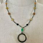 Green open circle beaded pendant necklace Photo 0