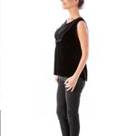 J.Crew  Black Velvet Ruffle Sleeveless Smocked Top Y2K Photo 3